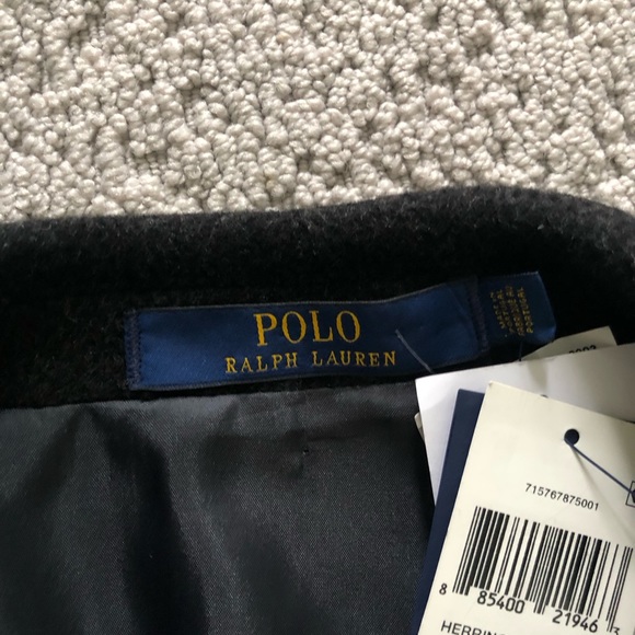 Polo Ralph Lauren Herringbone Black Overcoat - NWT Size 42S. - Picture 8 of 12